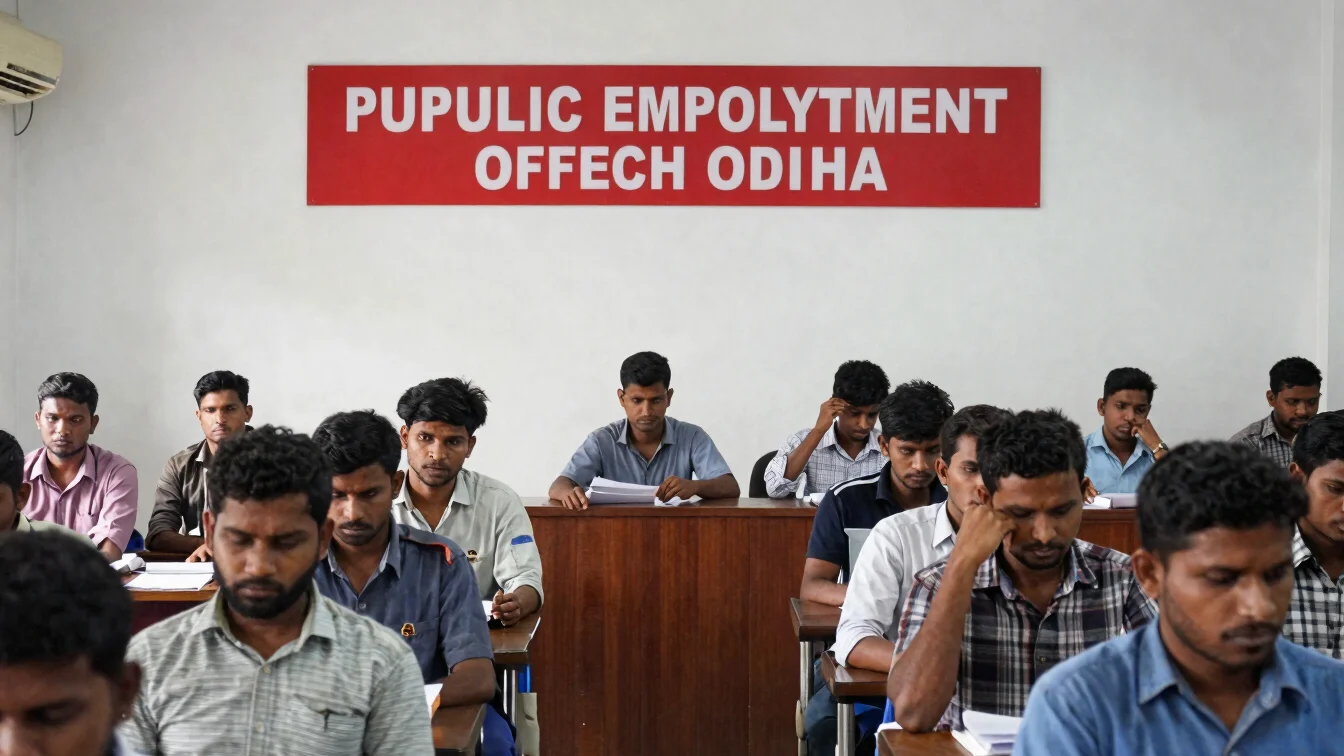 Documentary editorial photograph of job seekers at a public emplo